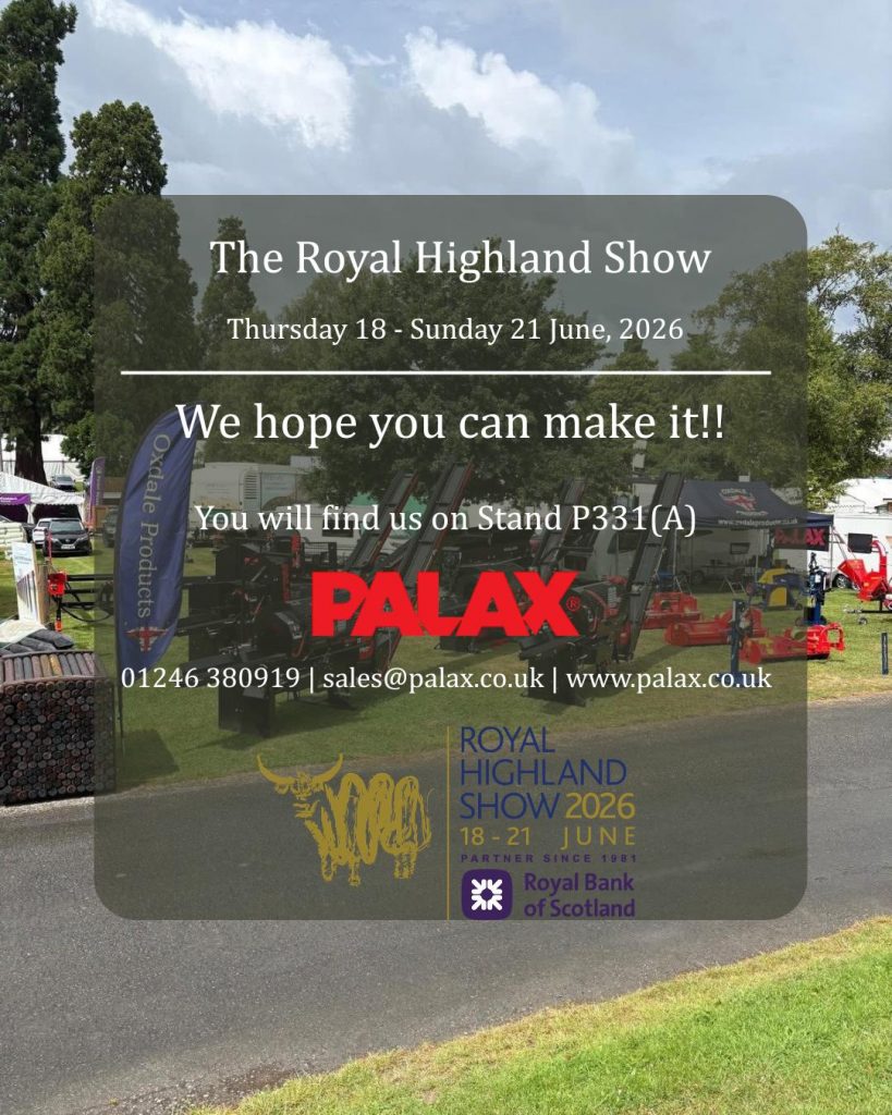 Promotional banner for The Royal Highland Show 2026 with dates June 18–21 over a backdrop of outdoor machinery.